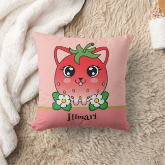 Almofada Gato Morango Kawaii Adorável