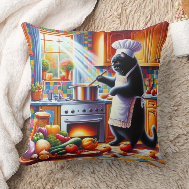 Almofada Gato na cozinha (Cobertor)