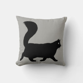 Almofada Gato Negra Andando | Gatinho legal com a Cauda Flu