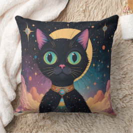 Almofada Gato Negro Cósmico de Futuro Atômico à Lua
