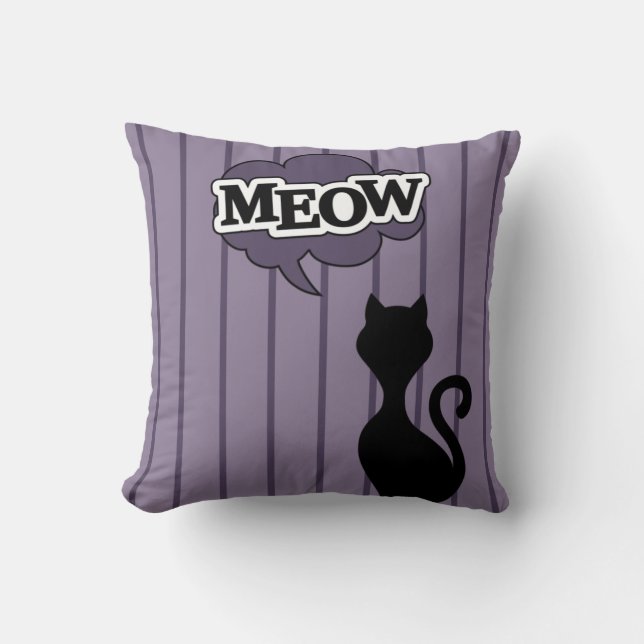 Almofada Gato negro dizendo miau (Frente)
