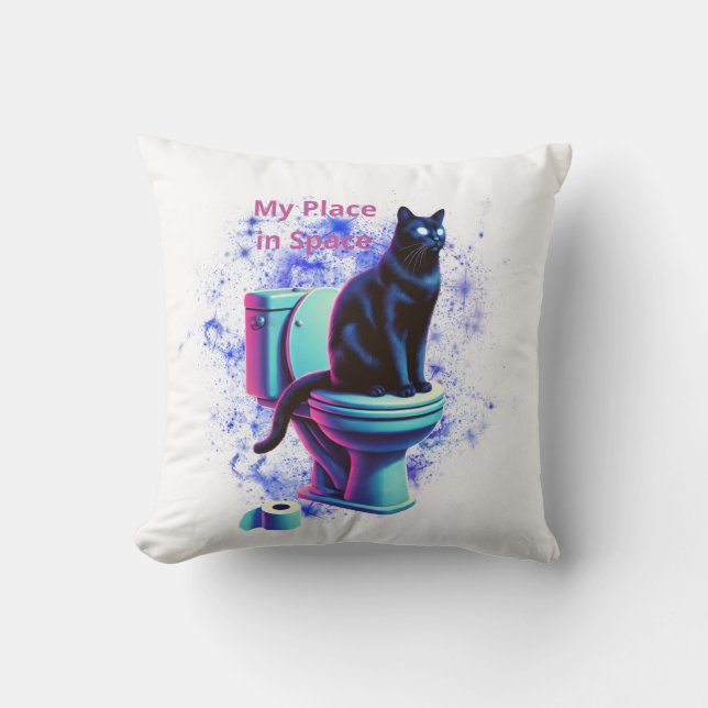 Almofada Gato Negro Inteligente com Óculos - Cartografia En (Frente)