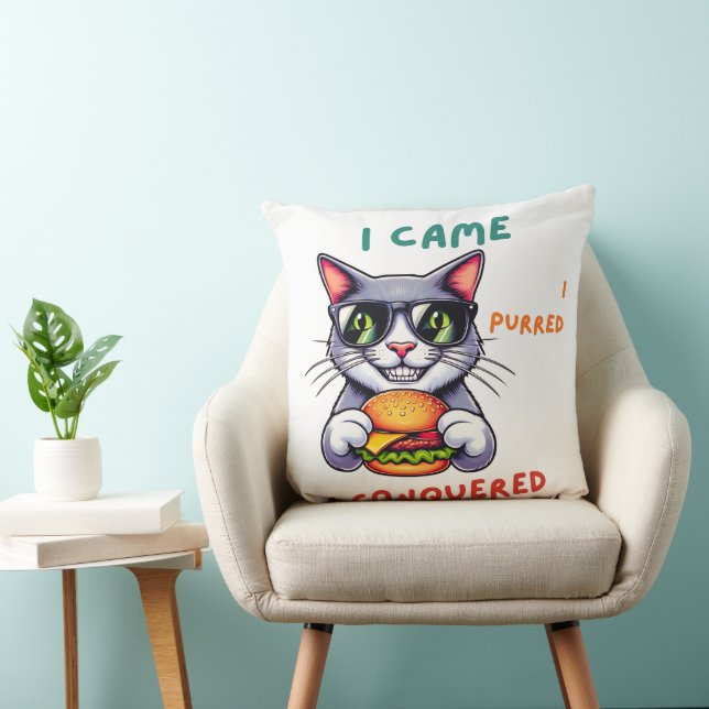 Almofada Gato nerd legal com hamburger tomcat cheeseburger (Cadeira)