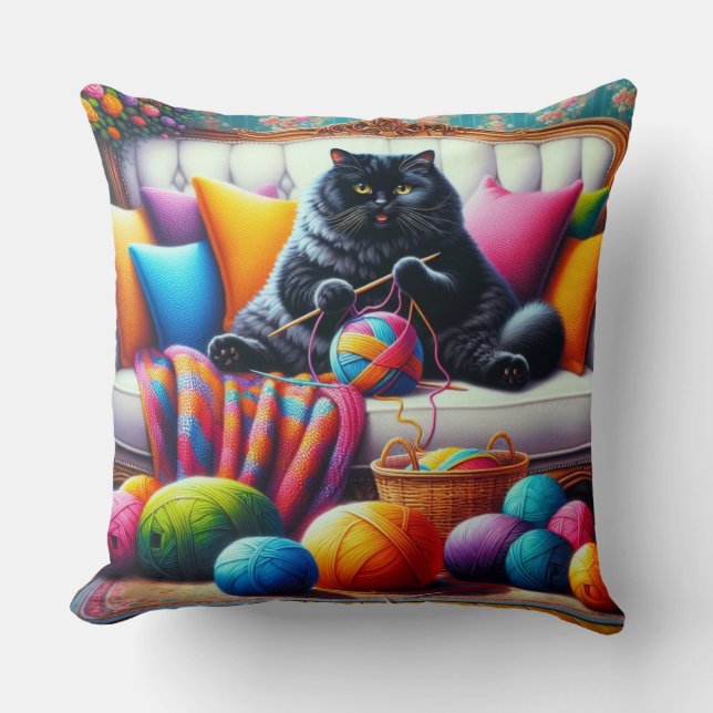 Almofada Gato no sofá com coisas doces (Frente)