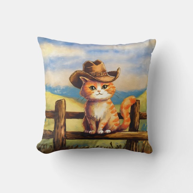 Almofada Gato Pai Pintado à Aquarela (Frente)