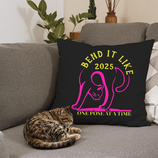 Almofada Gato Personalizável De Ioga "Dobre Como 2025" (Criador carregado)