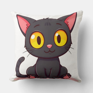 Almofada Gato Preto Adorável de Desenho Animado