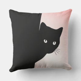 Almofada Gato Preto Astuto Rosa
