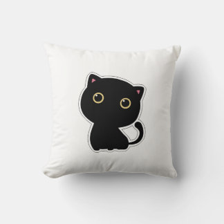Almofada Gato preto bonito com olhos amarelos travesseiro