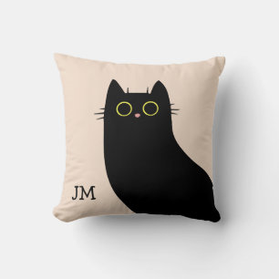 Almofada Gato preto bonito no estilo do Meio século