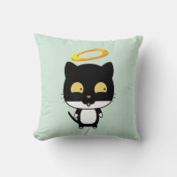 Gato Preto com Anjo Halo Ouro