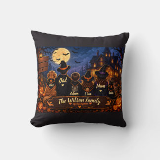 Almofada Gato Preto da Família Personalizado para o Hallowe