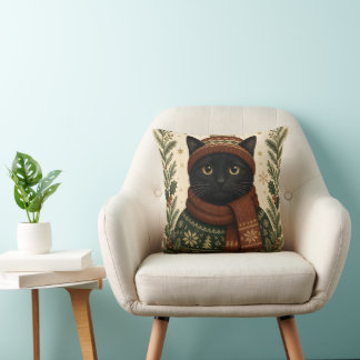 Almofada Gato preto de Natal vintage