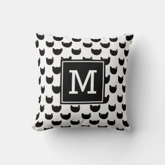Almofada Gato preto do Doodle Girls Monograma Personalizado