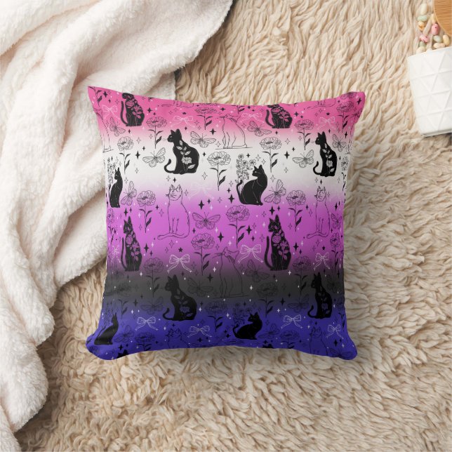 Almofada Gato Preto do Orgulho Genderfluido - Testemunha Mí (Cobertor)