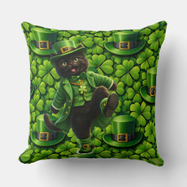 Almofada Gato preto duende sortudo Dia de São Patrício Pat