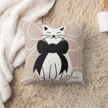 Gato preto e branco com linha abstrata