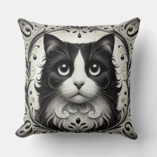 Almofada Gato Preto e Branco Elegante Amante de Animais