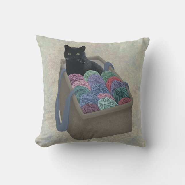 Almofada Gato preto em saco de fio  (Frente)