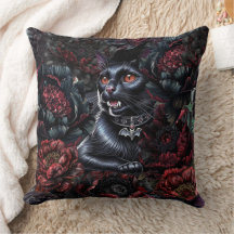 Gato Preto Gótico & Flores Sombrias