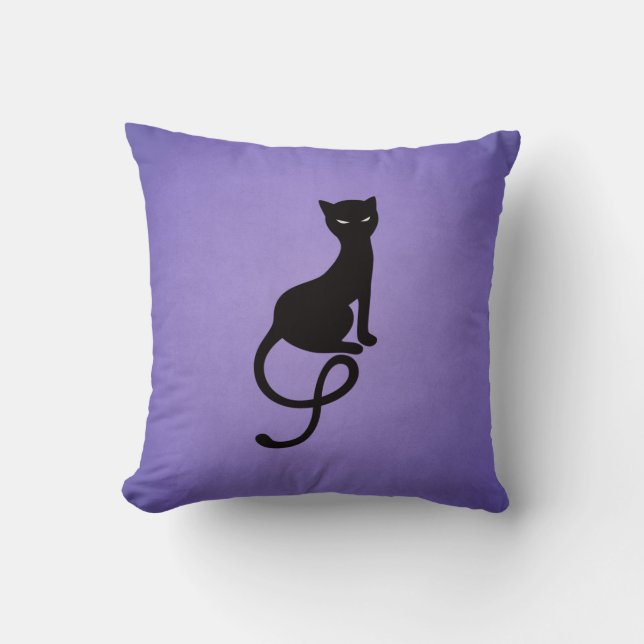 Almofada Gato preto mau gracioso roxo (Frente)