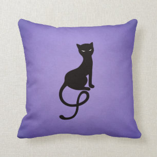 Almofada Gato preto mau gracioso roxo