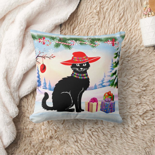 Almofada Gato Preto Natal (Cobertor)