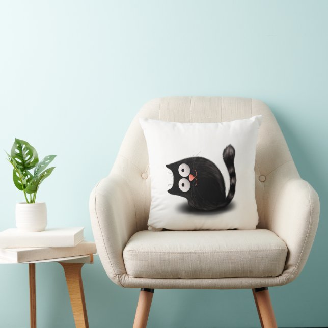 Almofada Gato preto peludo (Cadeira)