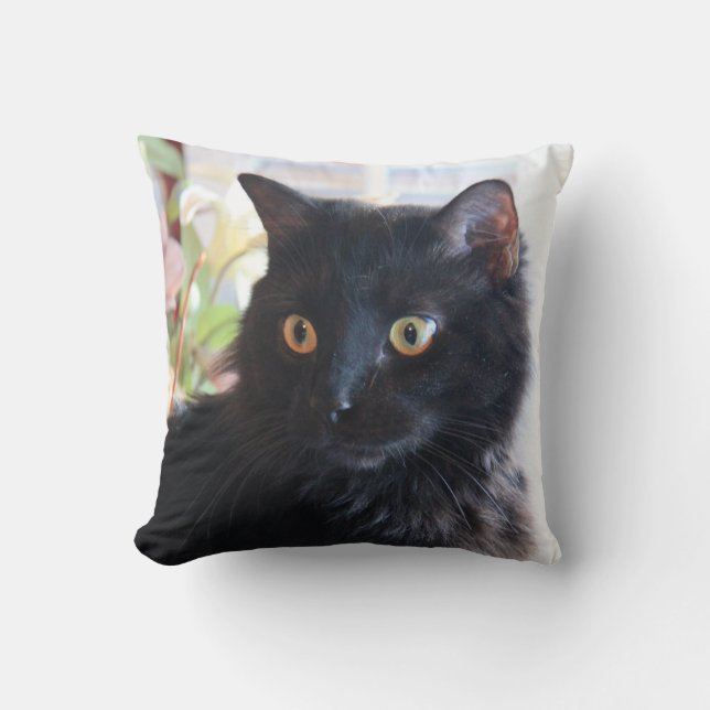 Almofada Gato preto, travesseiro decorativo (Frente)