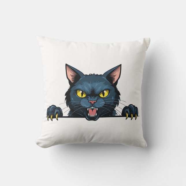 Almofada Gato preto zangado (Frente)