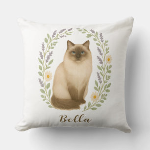 Almofada Gato Ragdoll Floral com Nome Personalizado