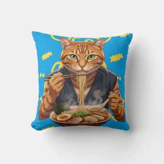 Almofada Gato Ramen Estético – Gráfico de Arte Pop Japonês