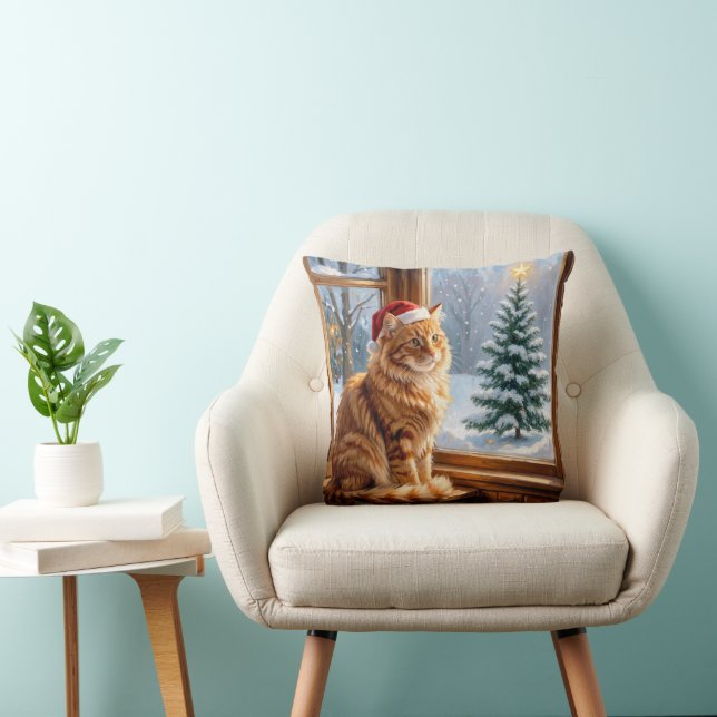 Almofada Gato Ruivo de Natal (Cadeira)