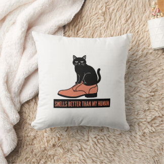 Almofada Gato Sarcástico em Sapato Meme de Linocut