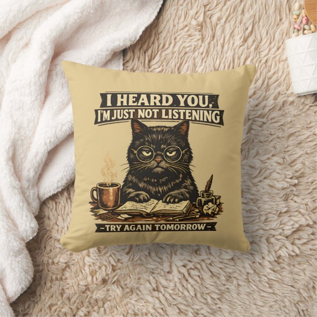Almofada Gato Sarcástico Engraçado Eu Ouvi Você Introvertid (Cobertor)