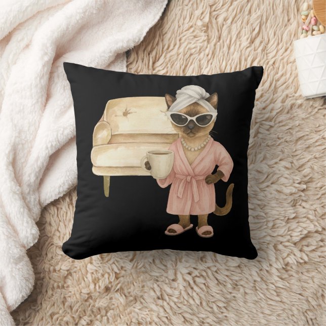 Almofada Gato Siamês ama Travesseiro de café - Cama-Cama (Cobertor)