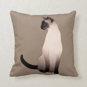 Almofada Gato Siamese do ponto do selo no Taupe Tan