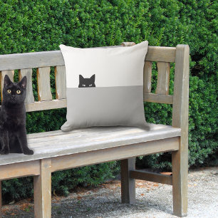 Almofada Gato Sorrateiro Quadrado Cinza