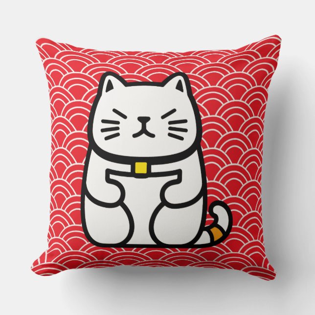 Almofada Gato Sortudo Japonês ou Maneki-Neko (Frente)