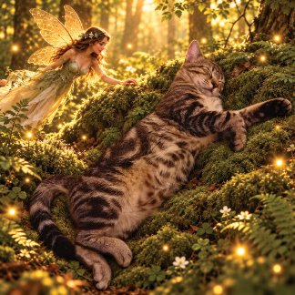 Almofada Gato Tabby Adormecido & Travesseiro da Floresta En