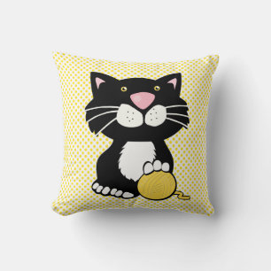 Almofada Gato Tuxedo de desenho em Travesseiro decorativo d