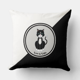 Almofada Gato Tuxedo em Preto e Branco