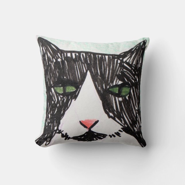 Almofada Gato Tuxedo Preto e Branco                    (Frente)