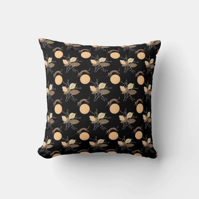 Almofada Gato voando sobre o Travesseiro decorativo da lua (Frente)