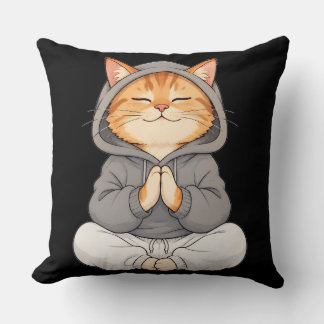 Almofada Gato Zen com Capuz – Gato de Desenho Animado Fofo