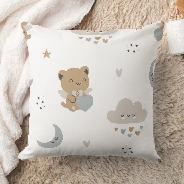 Almofada Gatos Anjos Kawaii & Nuvens (1) (Cobertor)