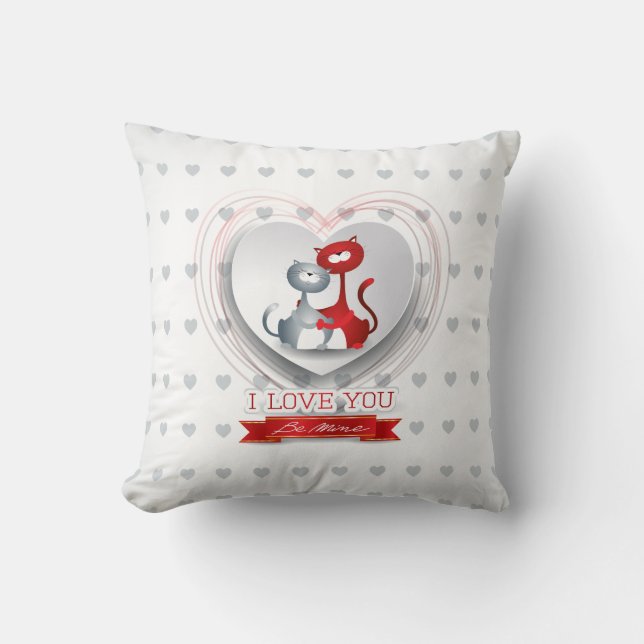 Almofada Gatos apaixonados por coração (Frente)