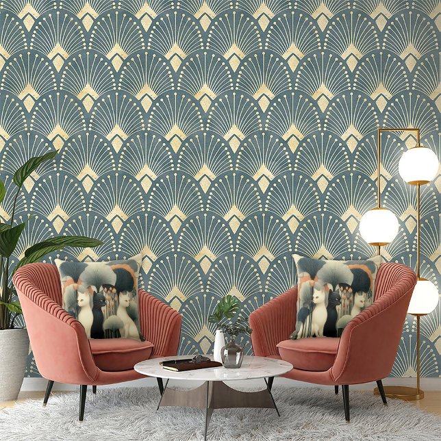 Almofada Gatos Art Déco em Árvores (Criador carregado)