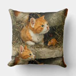 Almofada Gatos Atigrados Laranjas Caçam Ratos