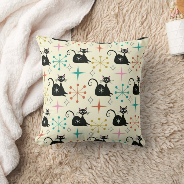 Almofada Gatos Atômicos do Mod do meio século com Impulsos  (Cobertor)